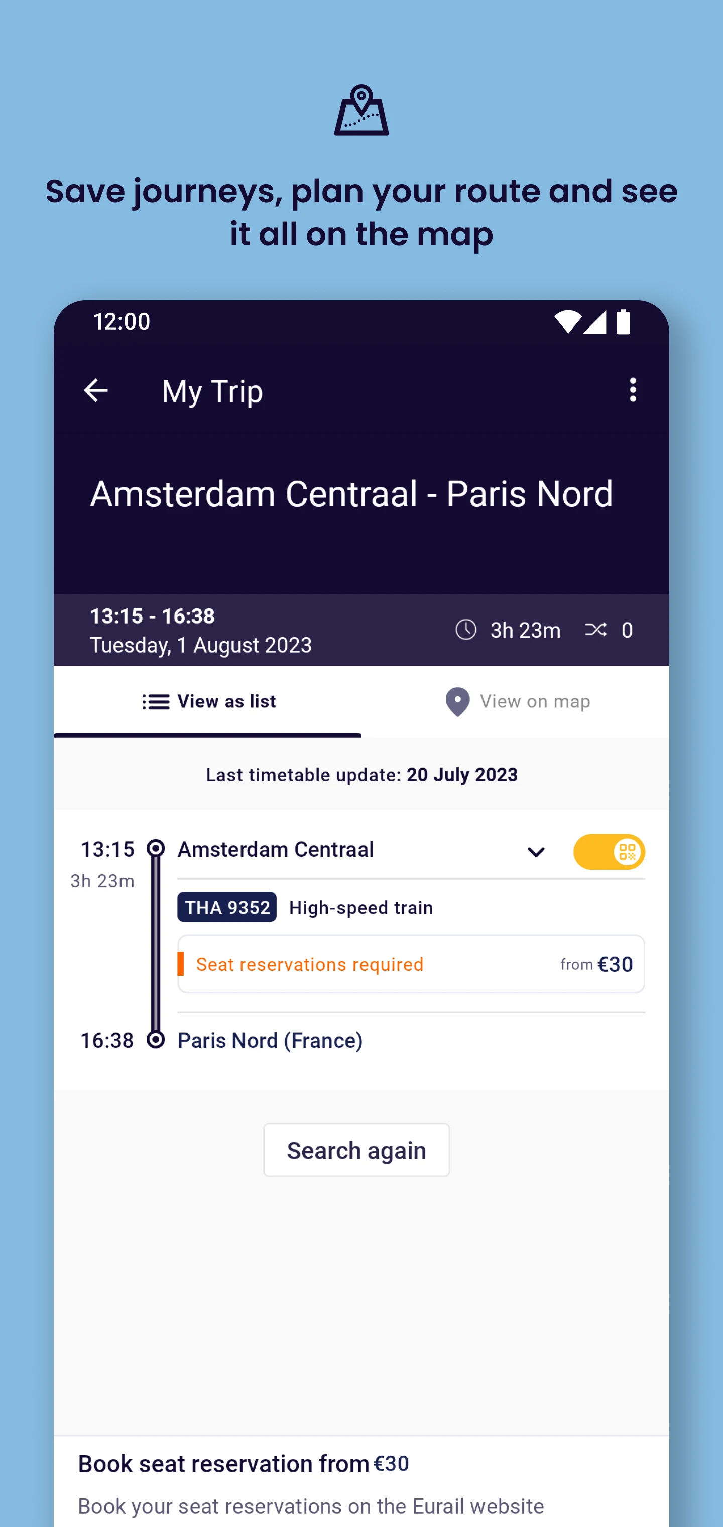 Interrail Rail Planner screenshot